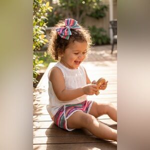 Girls Serape Summer Shorts | Pink Stripe Western Boutique Shorts | Lace Hem